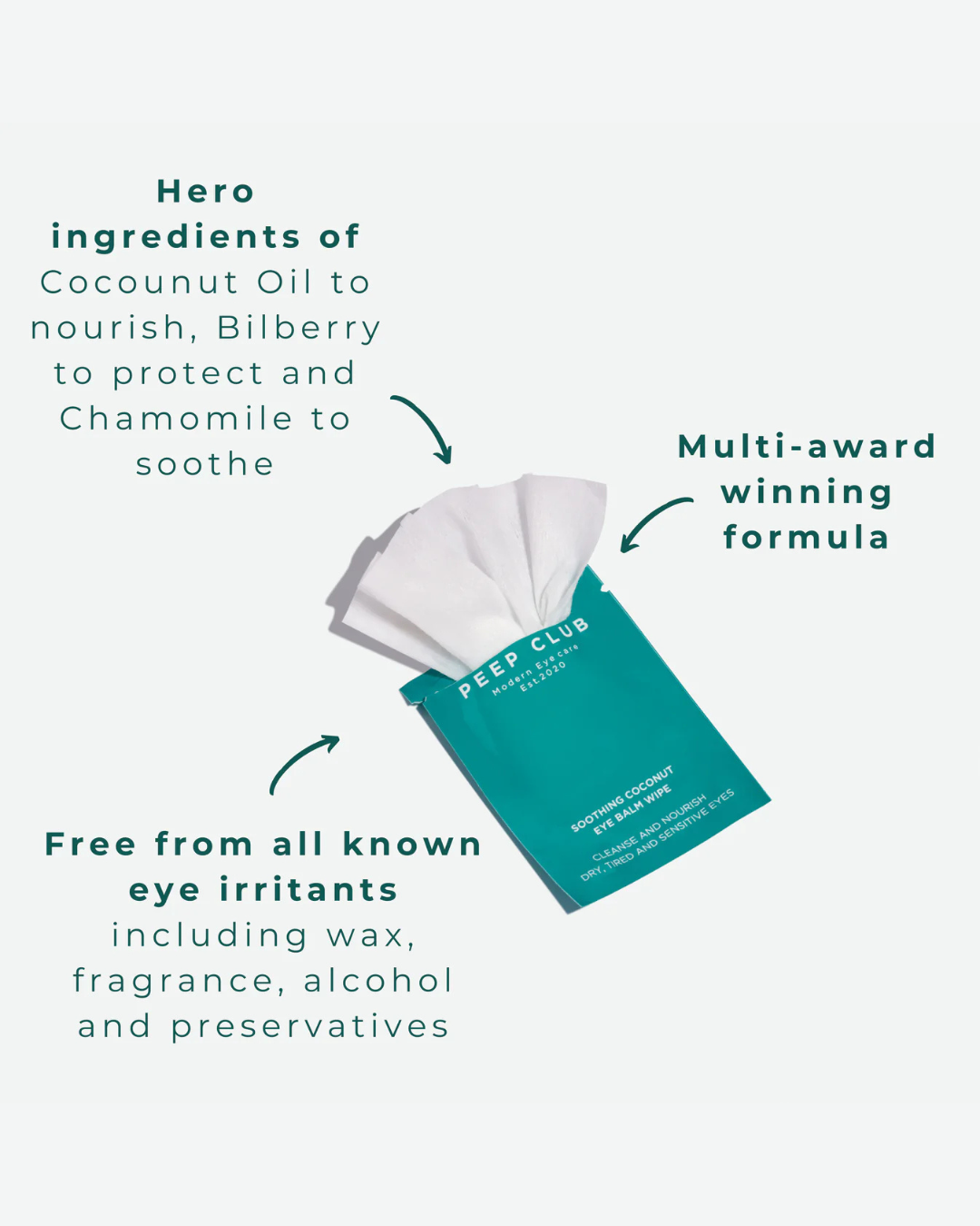 Soothing Coconut, Eye Balm Wipes (30 pack)